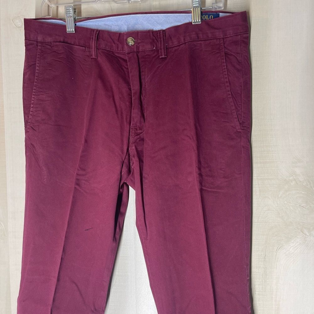 Polo Ralph Lauren stretch slim fit chino pants, red carpet wine color, sz 33/30